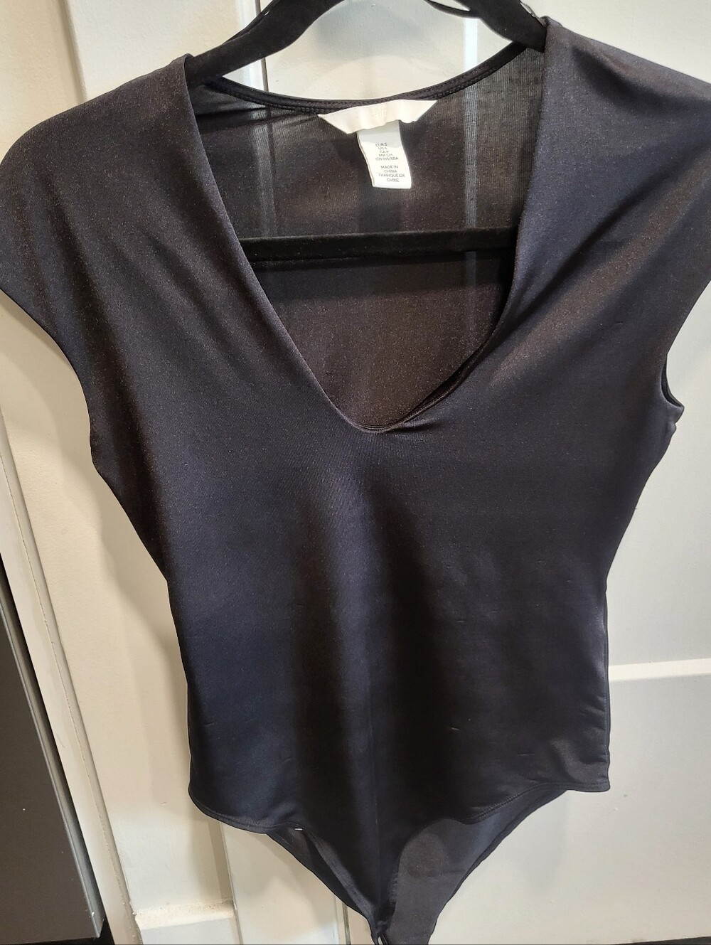 Women's Black V-Neck Bodysuit
